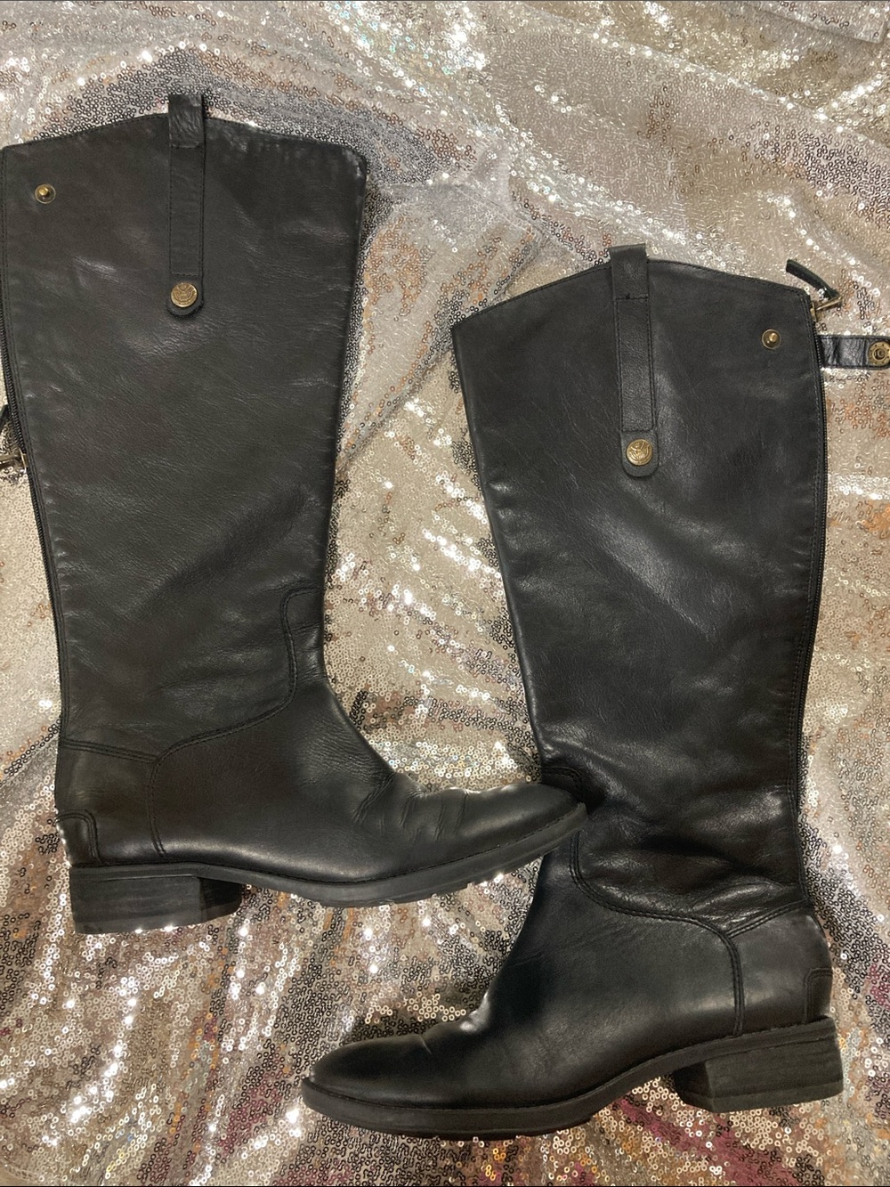 Sam Edelman Black Leather Penny Riding Boot Size 7.5